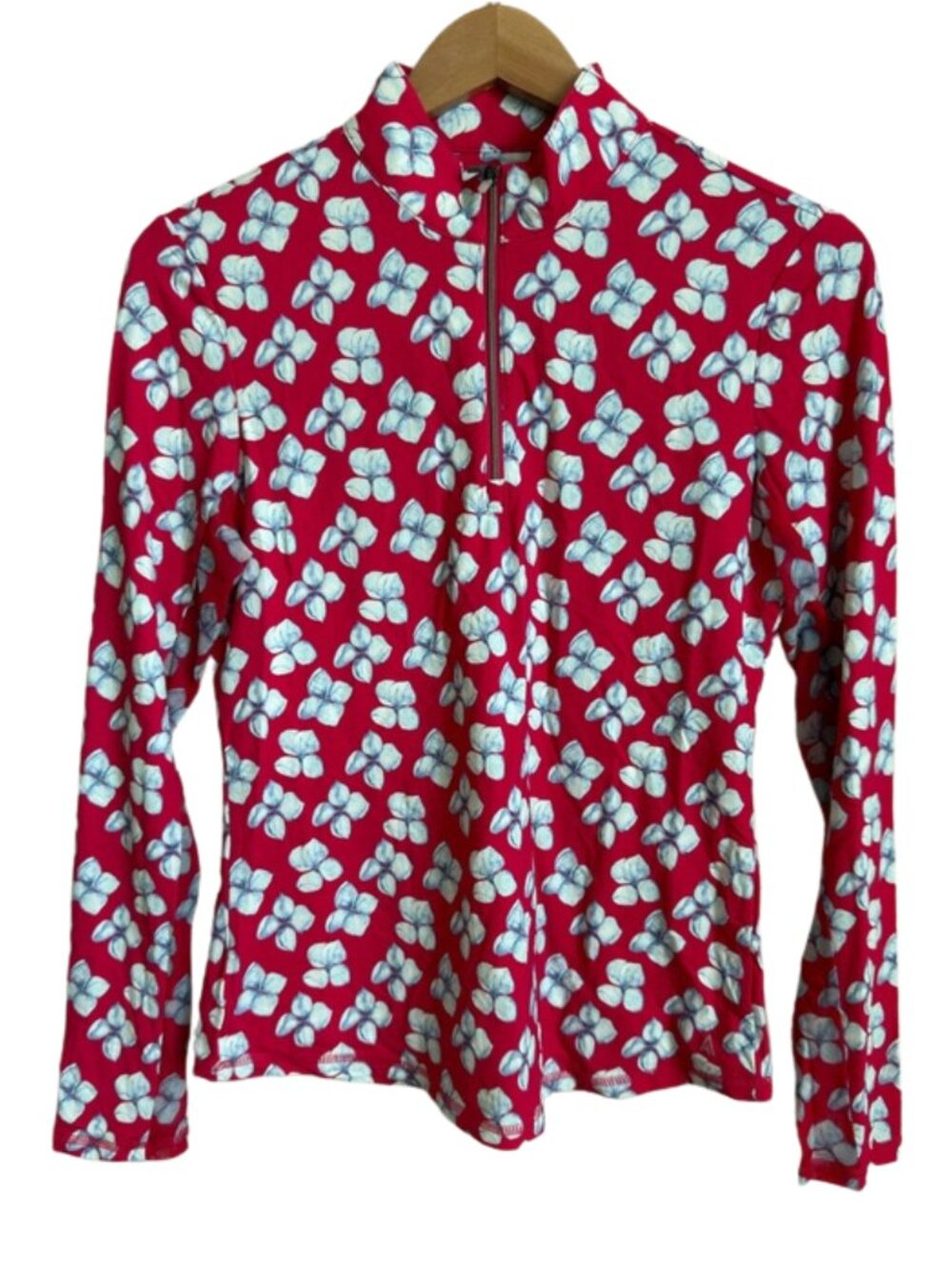 NWT Adair Active Sofia Sunshirt Magenta Floral UPF 50+ Quarter Zip Performance S
